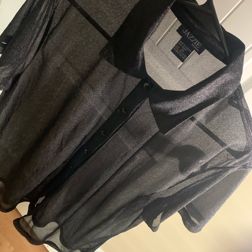 Black polyester button down
